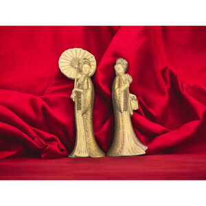 Vintage Asian Japanese Geisha Girl Wall Art Made in the USA by HODA in 1982